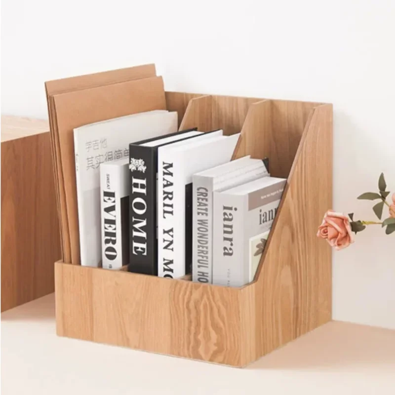 Creative Wooden File Rack Desk Face A4 Book Storage Box Grid Sundries Information Sorting Cabinet Office Organizer