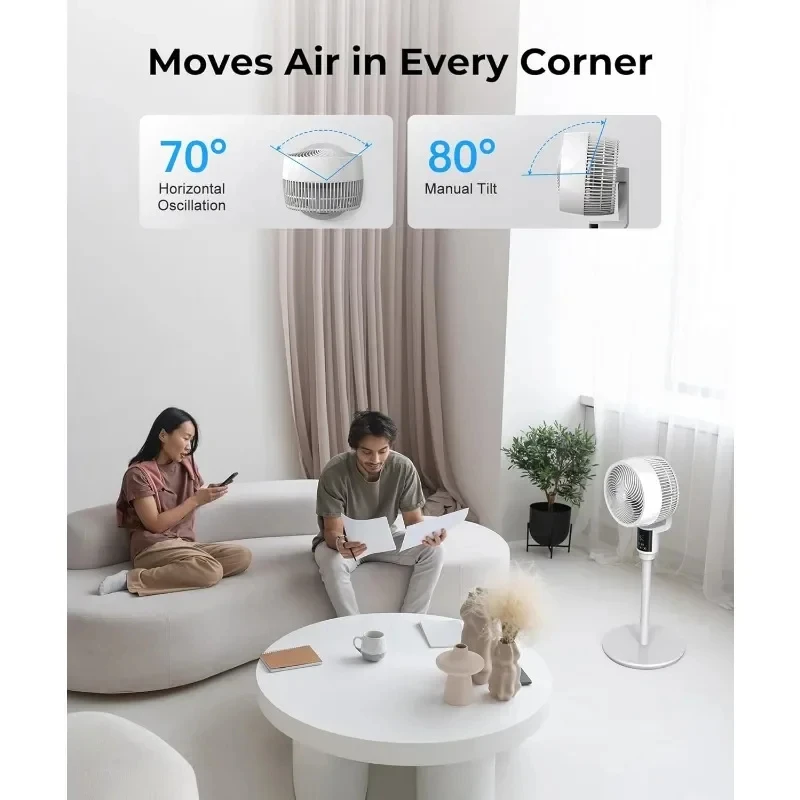 Bedroom Floor Fan with Remote Control Whole Room Air Circulator Swing Silent Suitable for Bedroom Kitchen Home
