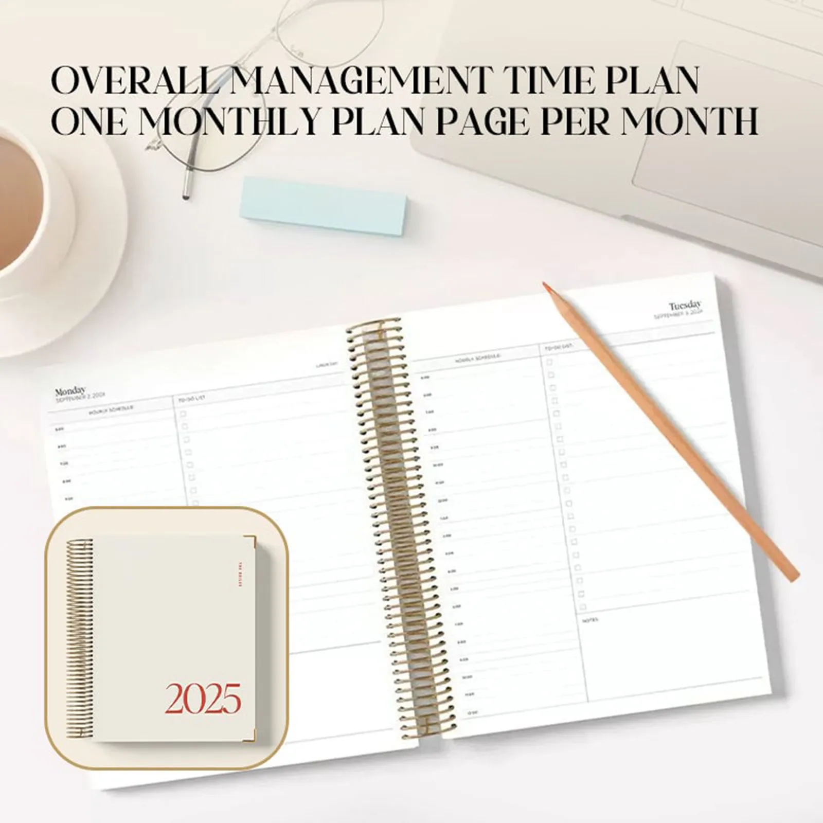 2025 Daily Planner Notebook Daily Weekly Plan Journal Personal Diary Calendar Time Management Goals Setting Schedule