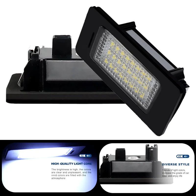 2pcs Auto Canbus Error Free Tail Led Lamp Number License Plate Light White For Seat Ibiza 2009- Ice blue Car Styling