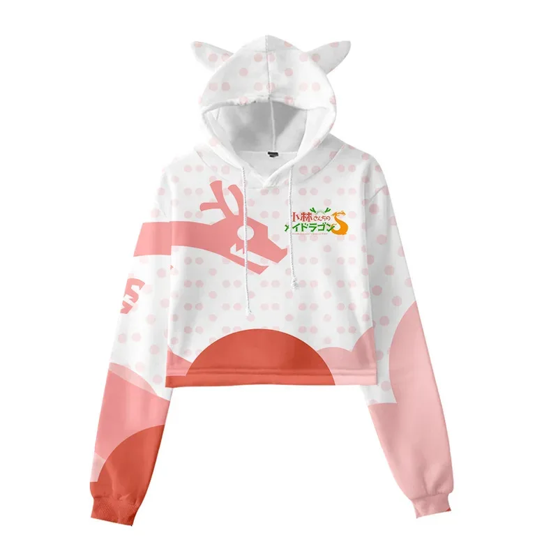 2025 yiyi3D Miss's Crop Top Sudadera con capucha Harajuku Sudadera corta Kobayashi San Chi No Maid Dragon Cosplay Co
