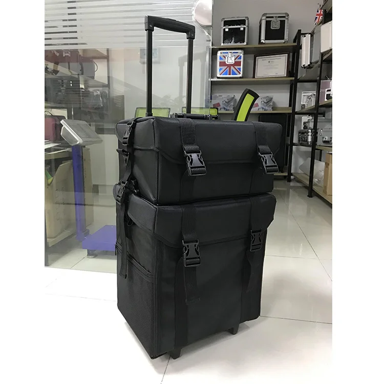 Professional Makeup School Trolley Bag Oxford Barber Salon Trim Tools Storage Trolley Bags 2 in 1 Trolley Bags with Travel Wheel