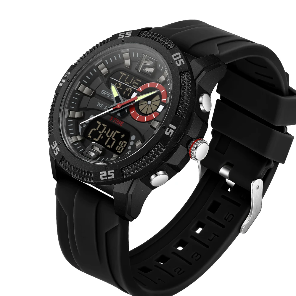 

Модные уличные дизайнерские мужские спортивные часы, водонепроницаемые, 50 м, двойной дисплей, мужские кварцевые наручные часы, военные часы для мужчин, Reloj Hombre