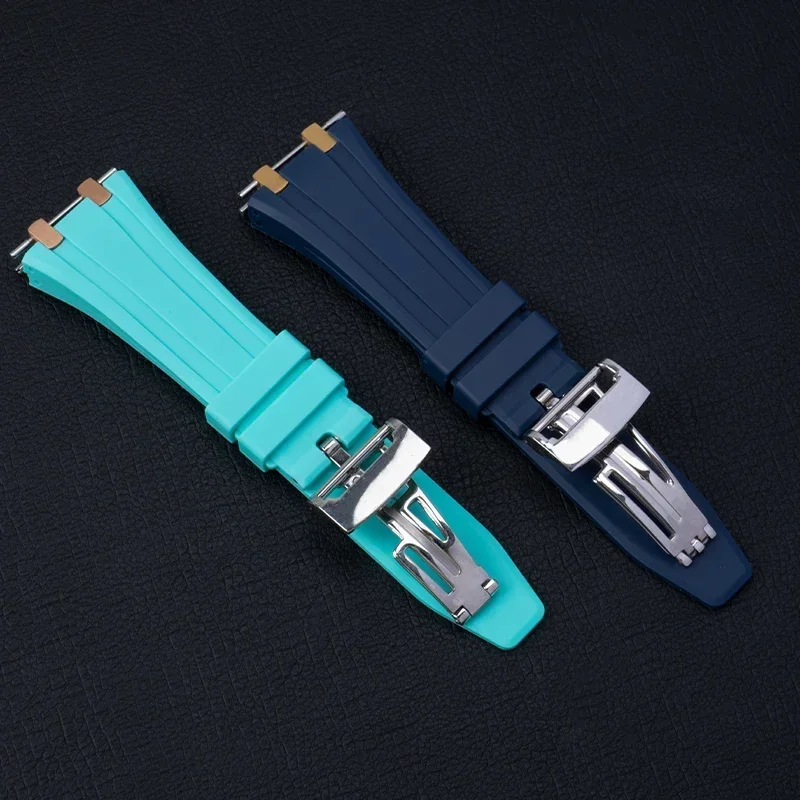 Soft Rubber Quality 26mm Width Watchband For 41mm Dail AP Strap For Audemars Belt Piguet Watch Band 15400/15500 Fold Buckle