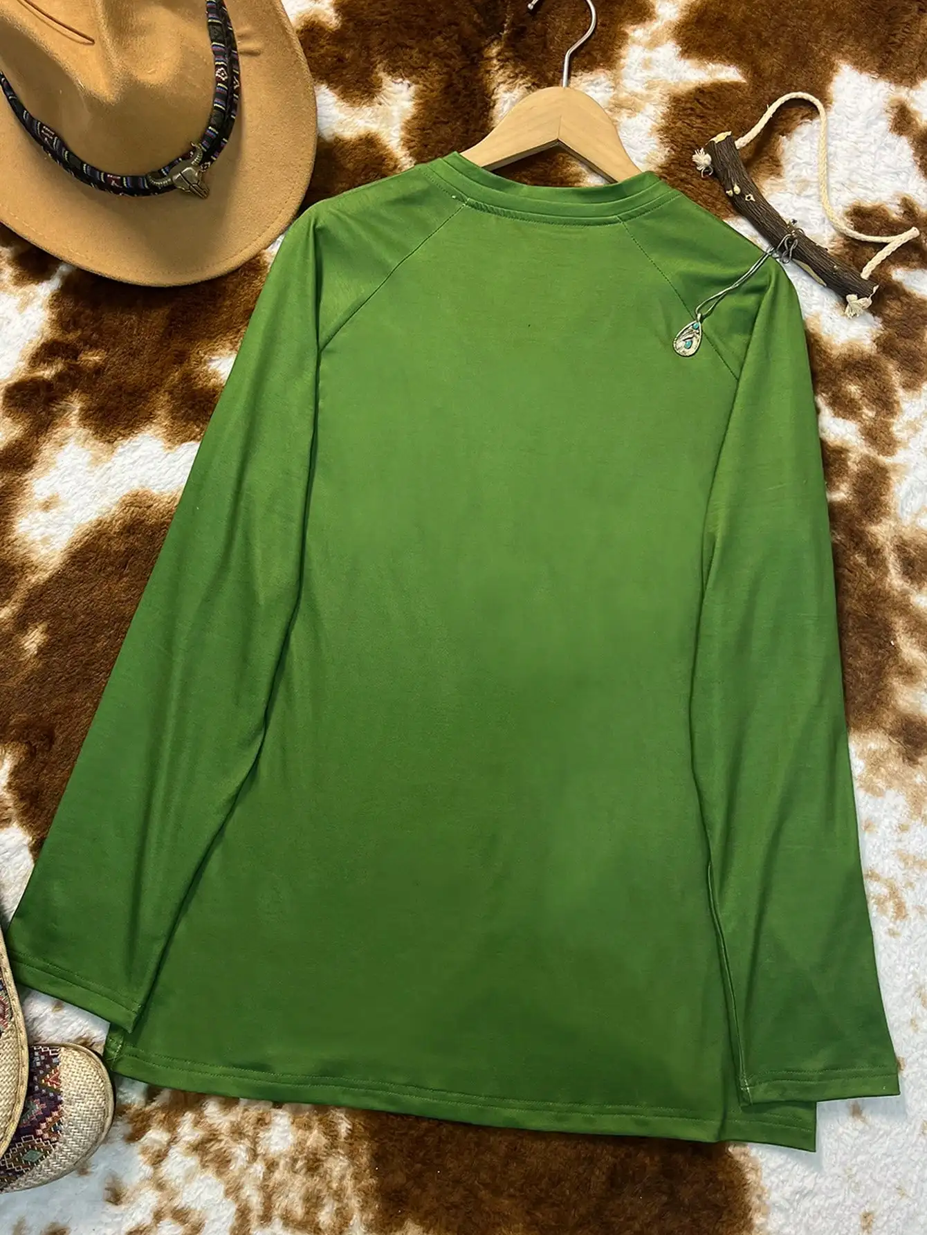 Women's Wolf Print Long-Sleeve V-Neck T-Shirt Autumn Casual Loose Fit Top