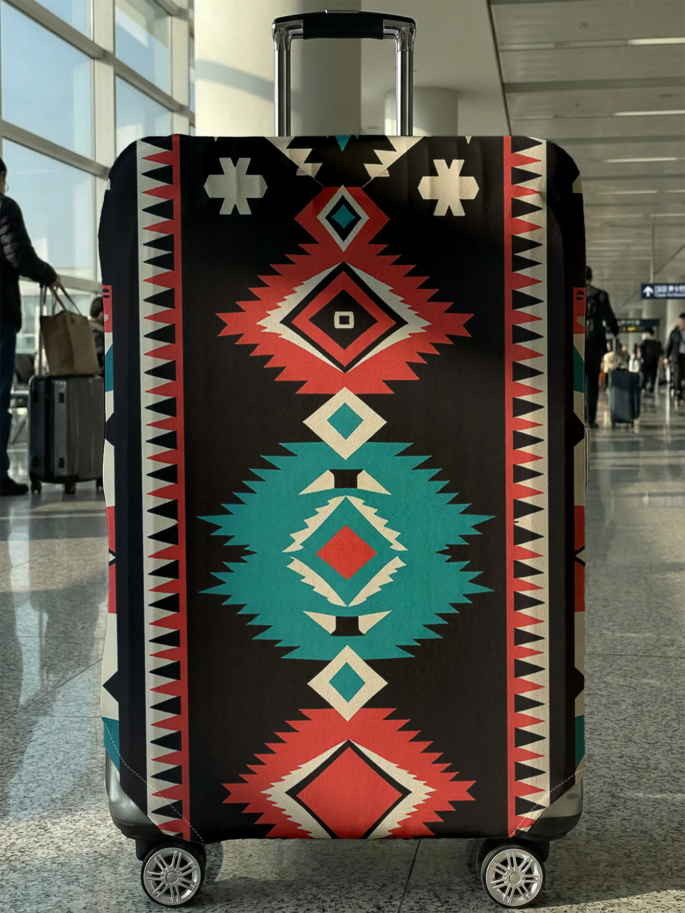 

Чехол для багажа с геометрическим принтом в этническом стиле, подходит для чемоданов 18-32 дюймов, чехол-накладка на ручку чемодана, аксессуар для путешествий