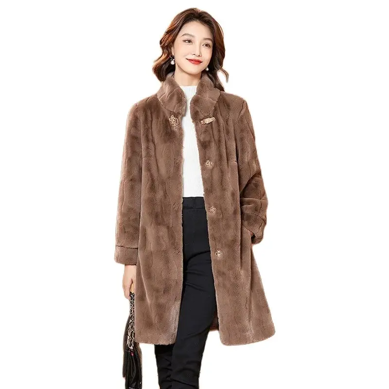 2023 Fashion Double-sided Fur Coats Women Faux Fur Long Jacket Winter Loose Outerwear Female Thicken Soft Mink Fur Overcoat