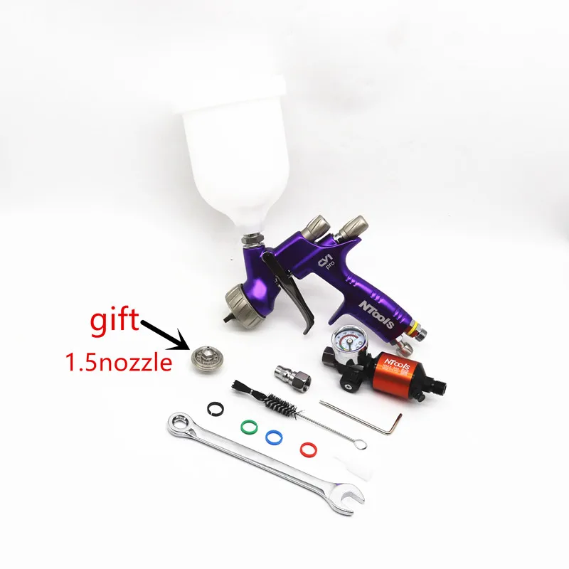 NTOOLS CV1 Pro SPRAY GUN and Air Regulator 1.3and1.5Nozzle High Quality New style Spray Gun  Paint Gun Water Based Air Spray Gun