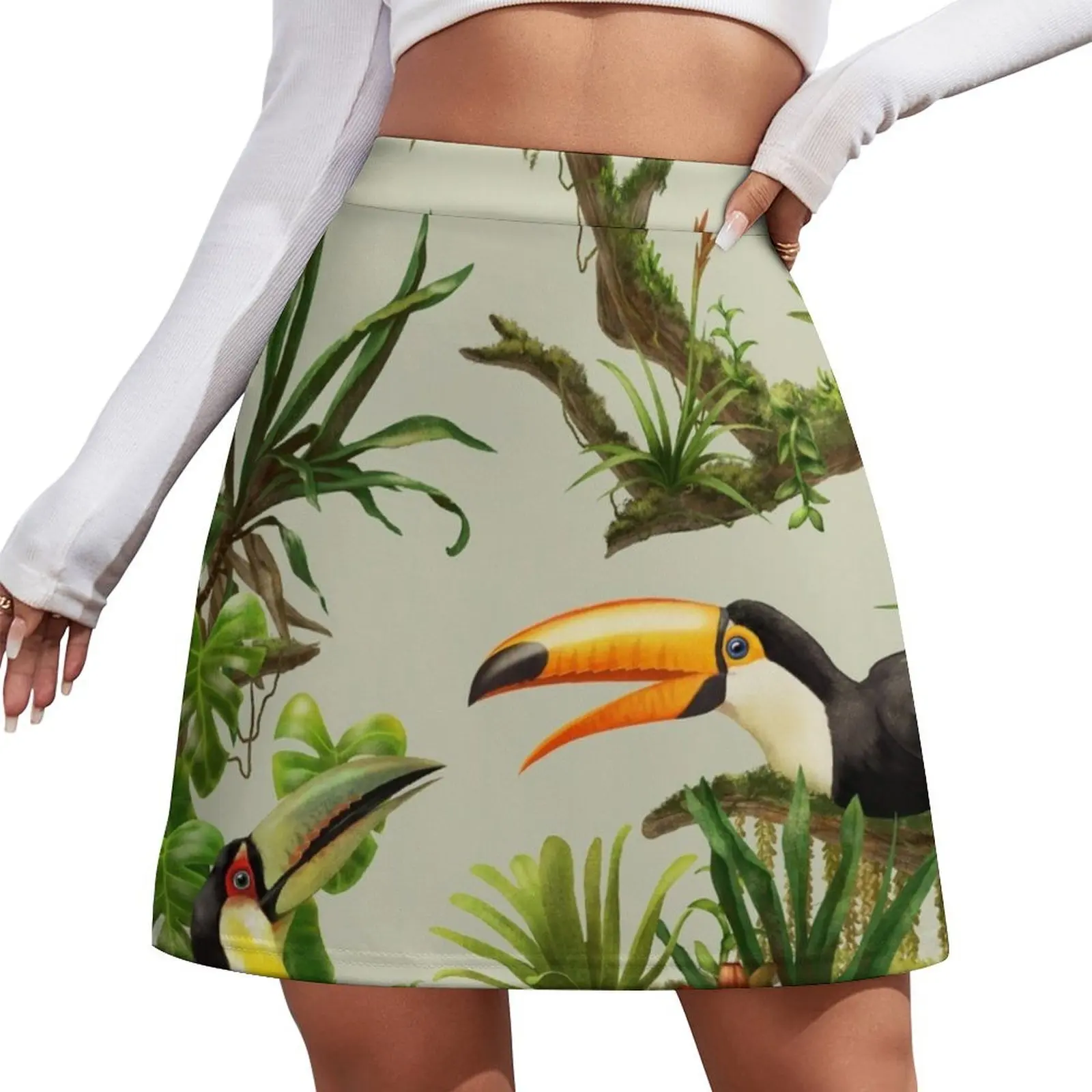 

Toucans and bromeliads - canvas background Mini Skirt skirt set Korean clothing korean women's clothes