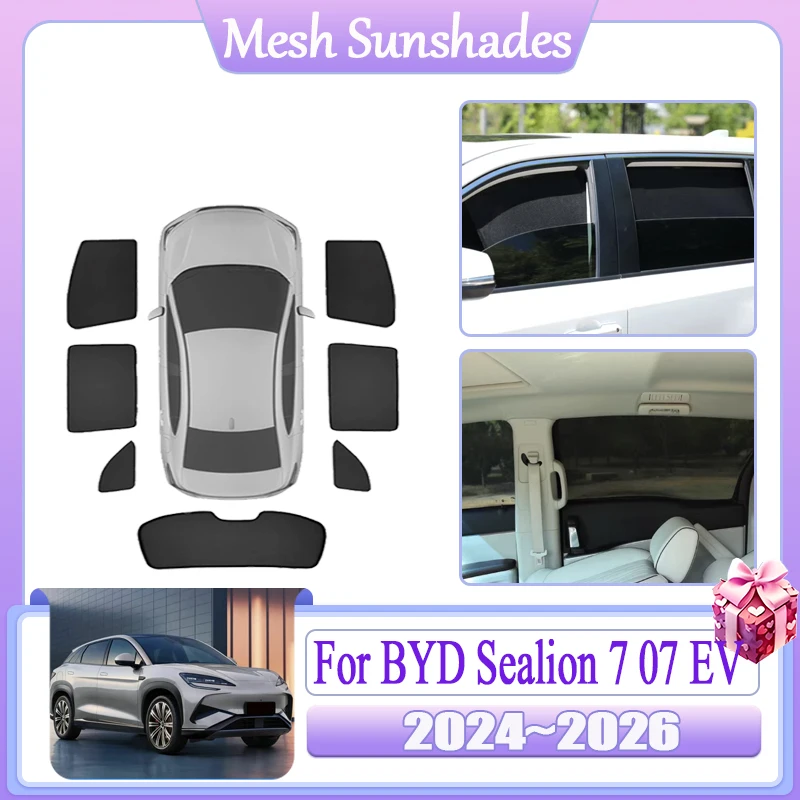 

Для BYD Sealion 7 07 EV 2024 2025 2026 Солнцезащитный козырек Автомобильная сетка Солнцезащитный козырек Магнитный солнцезащитный козырек Окно Теплоизоляция Аксессуары с защитой от УФ-лучей