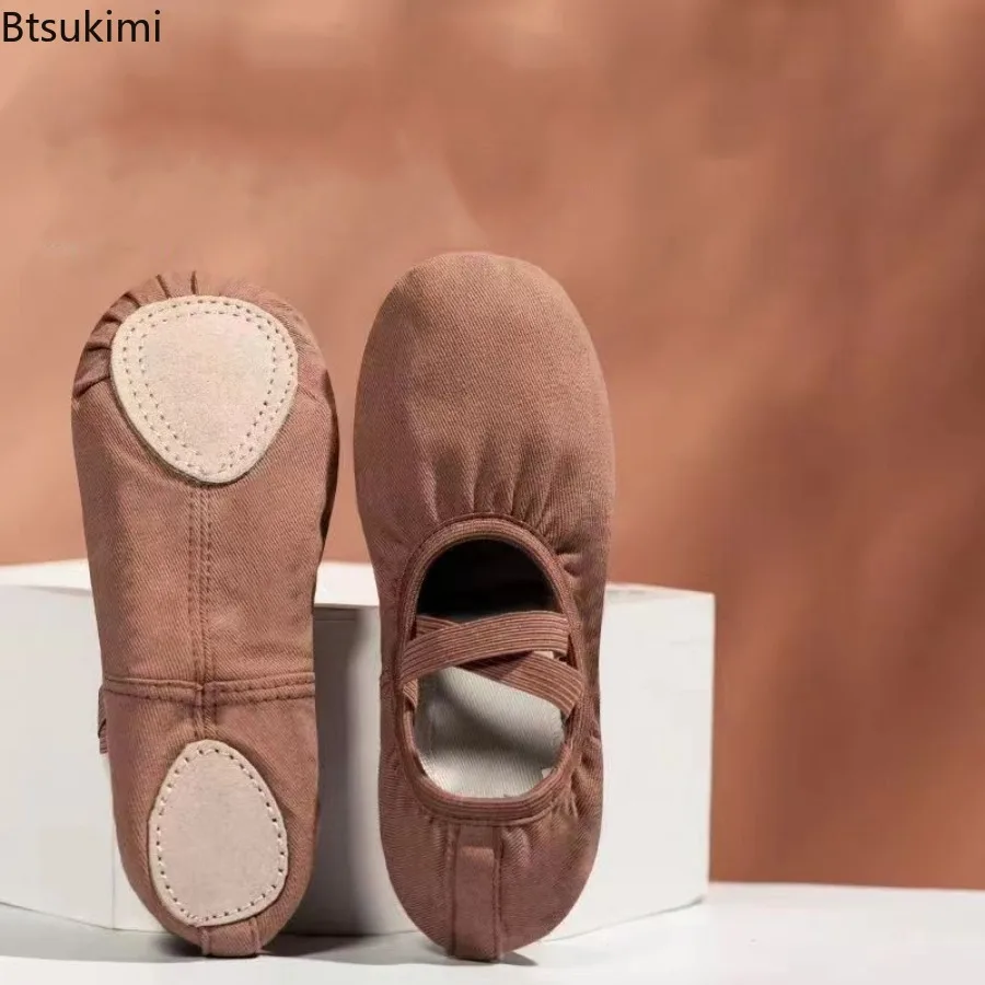 Children Girls Morandi Color Ballet Shoes Soft Sole Dance Shoes Kids Adult Ballet Slippers Indoor Yoga Gym Dance Practice Shoes