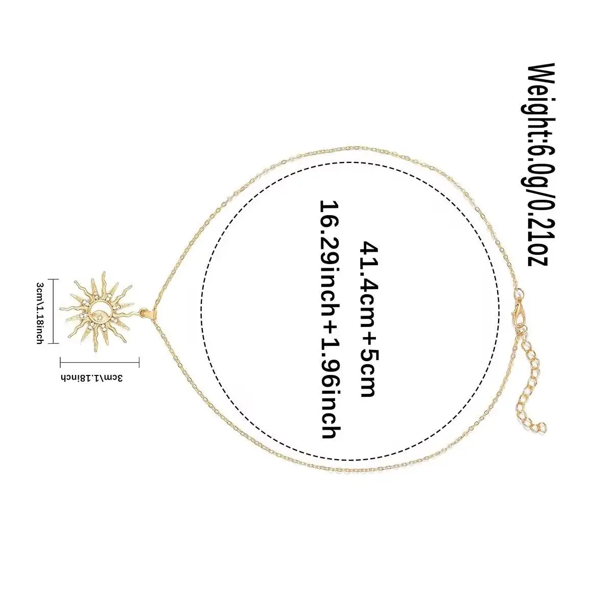 2026 Shining Rhinestone Unique Design Sun Star Moon Three In One Pendant Necklace Retro Women's Daily Versatile Party Jewelry