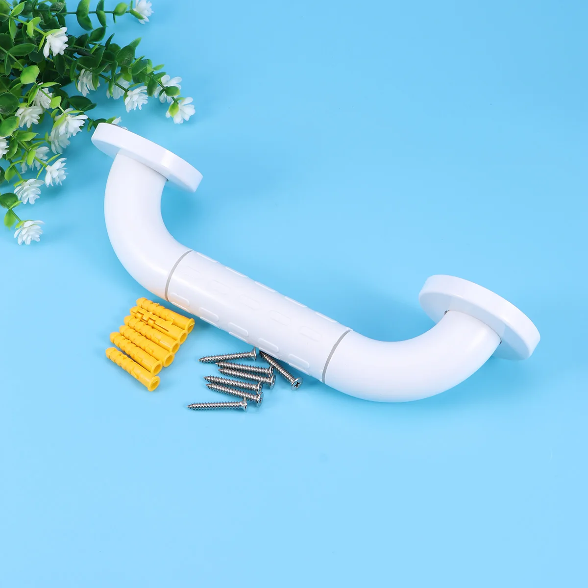 

30Cm Toilet Safety Grab Bar Bathroom Handrail Stainless Steel Durable Nylon Anti-Slip Support Bar White Pattern Enhanced Grip