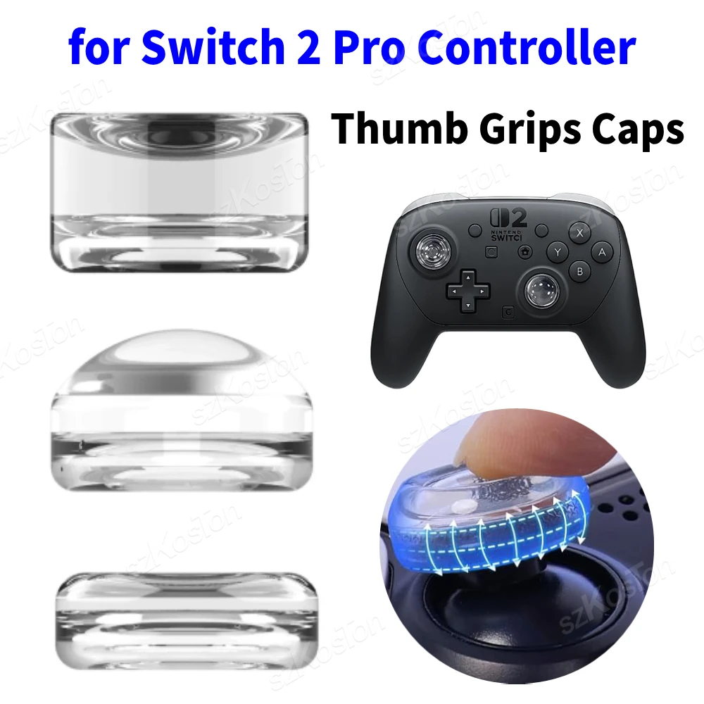 Klare Daumengriffe, Kappen für Switch 2 Pro Controller, rutschfeste, weiche Silikon-Joystick-Kappenabdeckung für Switch 2 Gaming-Zubehör