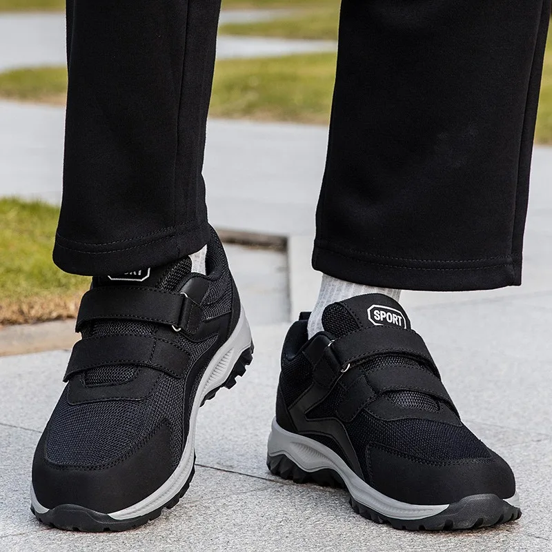 Zapatillas de tenis para hombre y mujer, zapatos para diabéticos con gancho y bucle, zapatos cómodos para caminar para personas mayores, mocasines para papá, zapatos para correr ligeros con retazos