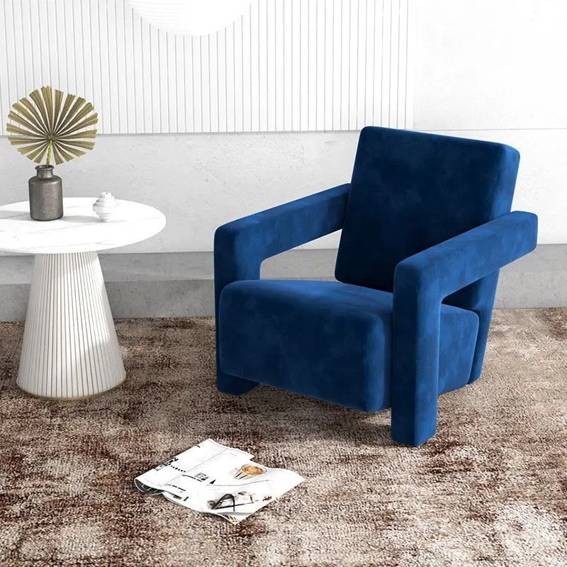 

Nordic creative designer home fabric single sofa chair living room bedroom leisure lazy armrest back recliner