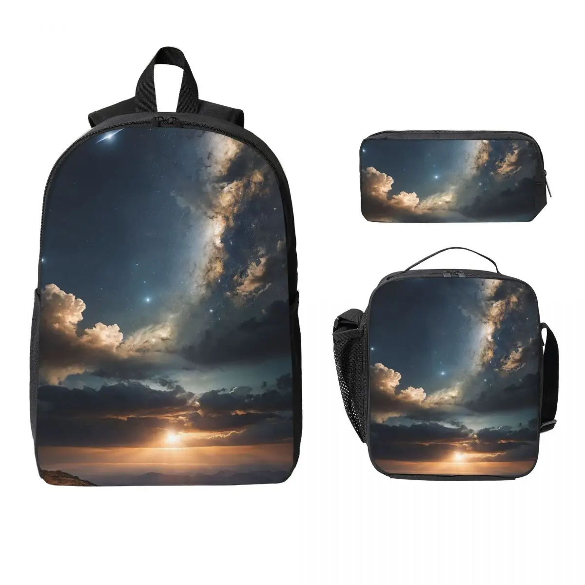 

Starlit Sky Milky Way Starry Backpack Boys Girls BookBag School Bag Laptop Shoulder Bags 3ps Insulated Lunch Bag Pencil Case
