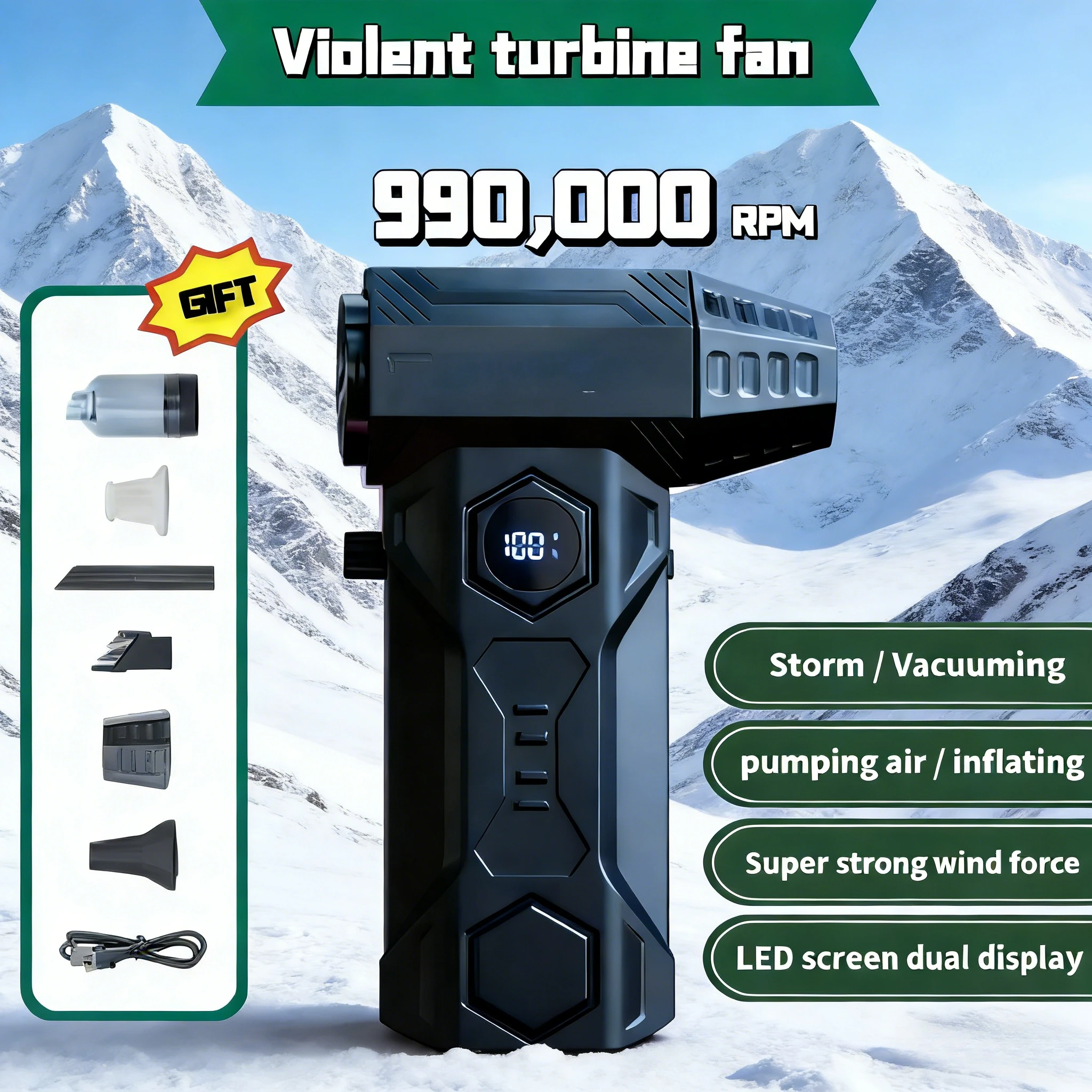 

X11Pro MAX Violent Turbo Jet Blower | 990000RPM 75m/s Super Wind 10000mAh Brushless Handheld