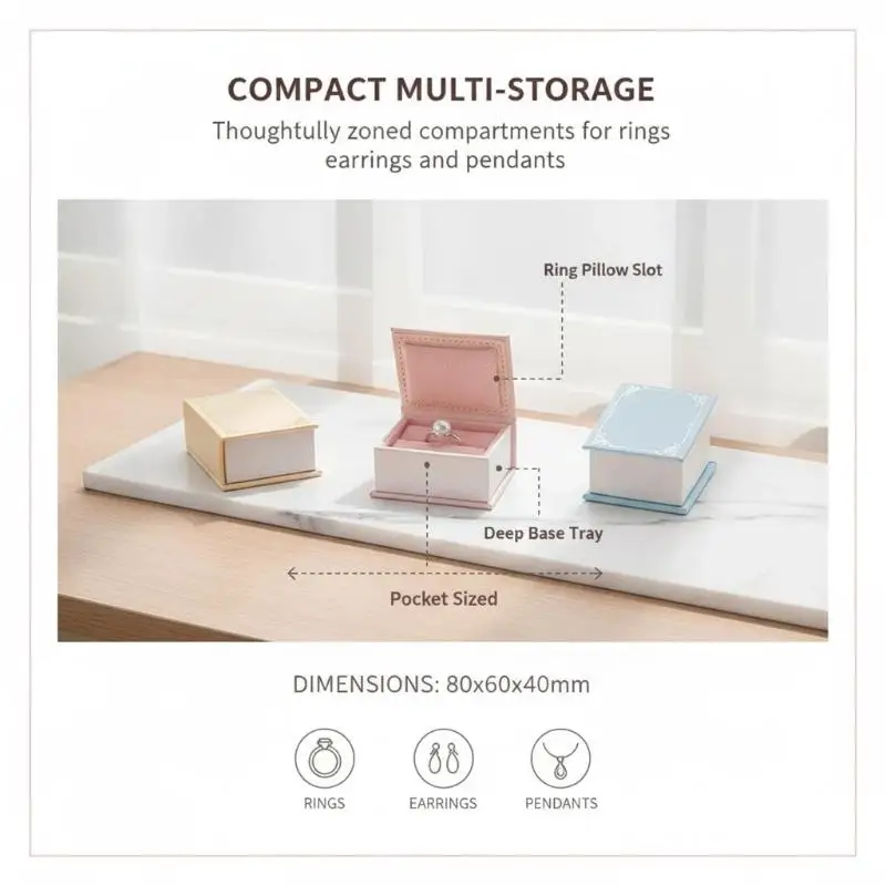 Book Shaped Travel Jewelry Case Display Holder Flip Cover Necklace Bracelet Ring Earring Pendant Storage Portable Jewelry Holde