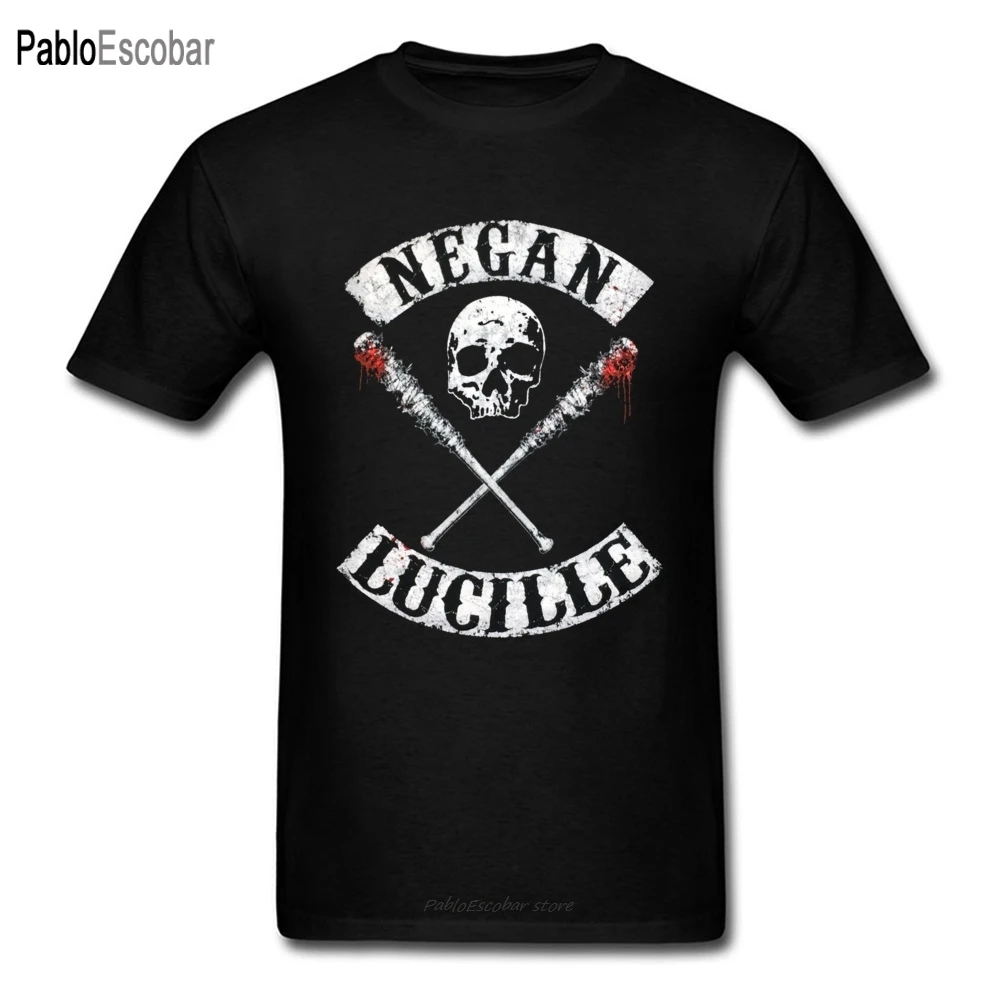 تي شيرت جمجمة نيجان لوسيل تي شيرت المشي الميت تي شيرت للرجال ملابس رعب ملابس الشارع الشهير نمط بلايز أسود #1