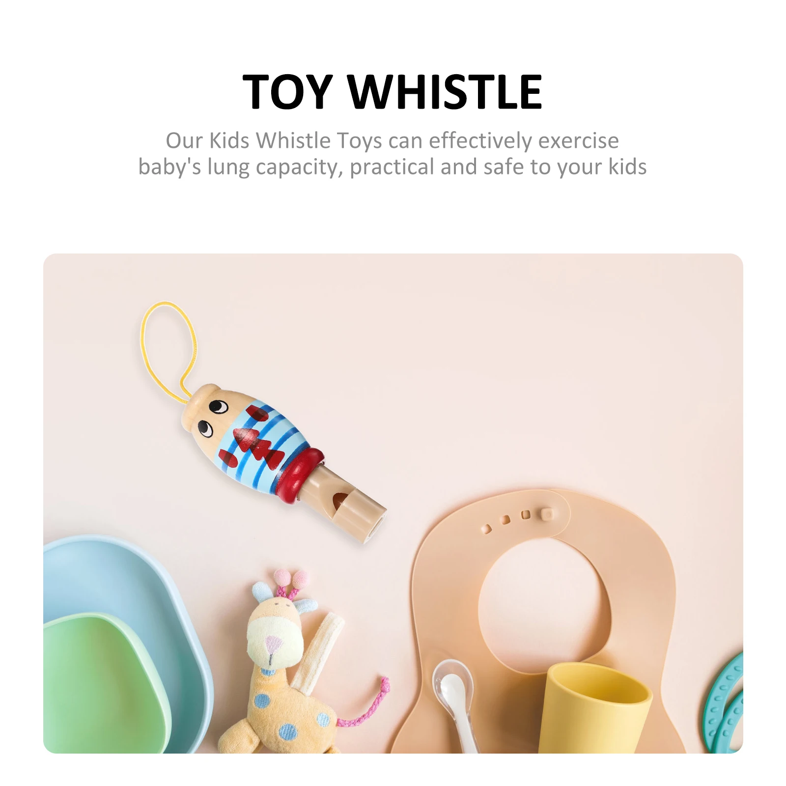 

2 Pcs Wooden Toys Kids Musical Instruments Educational Baby Lung Capacity Exercise Cute Cartoon