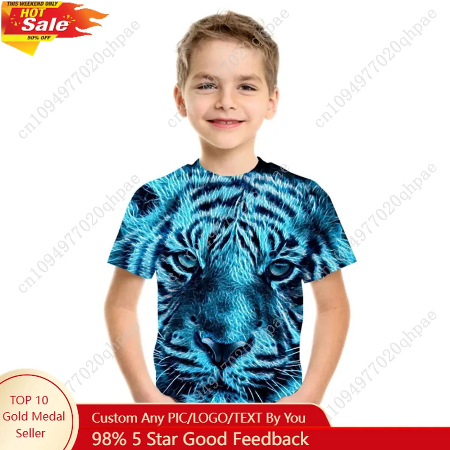 

Children's T-Shirt Animal Lion 3D Printed Short Sleeve Tee Fashion Tops Round Neck Kids Clothes T-Shirt for a Boy Girl Clothes