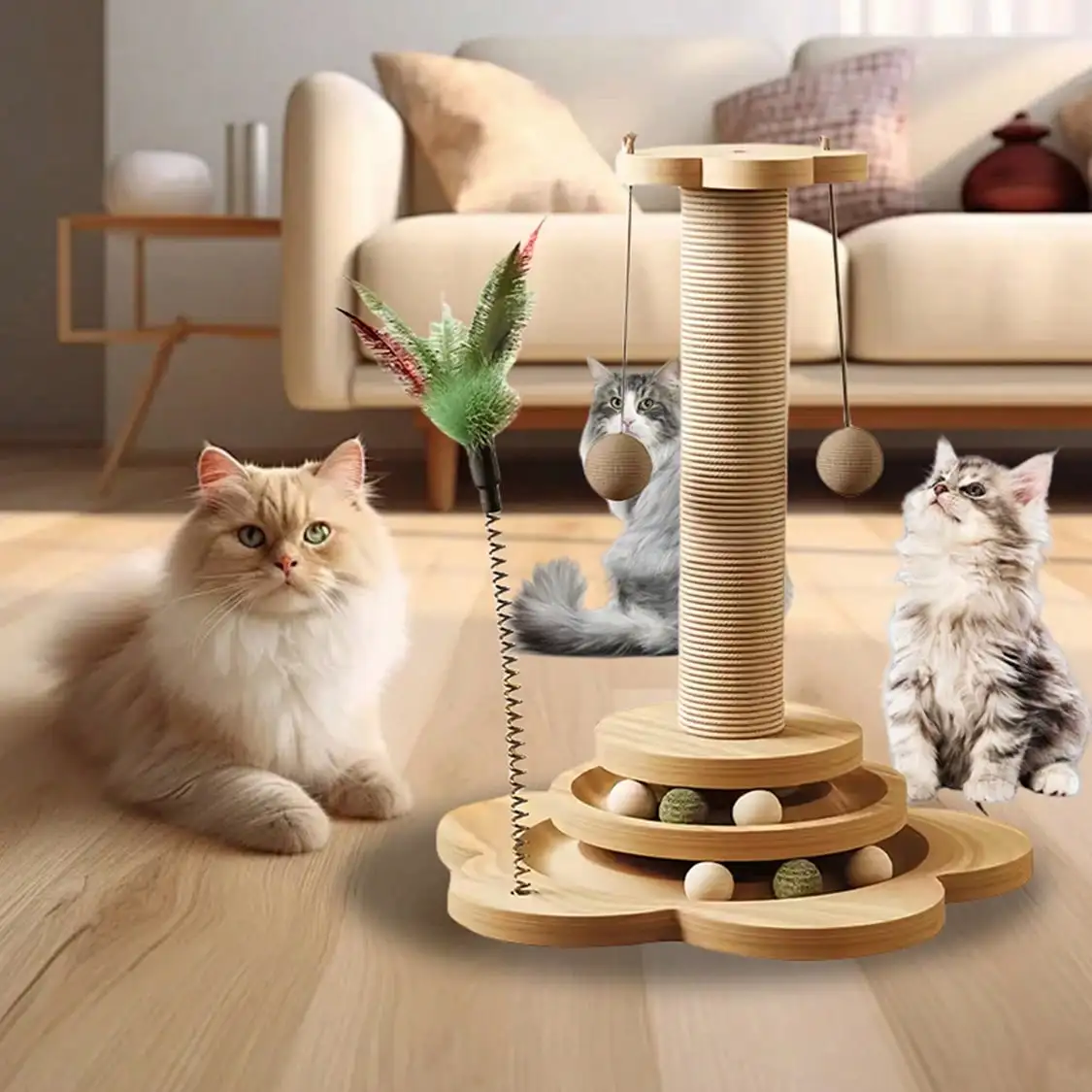 Wooden Multi-Level Cat Activity Tower 5