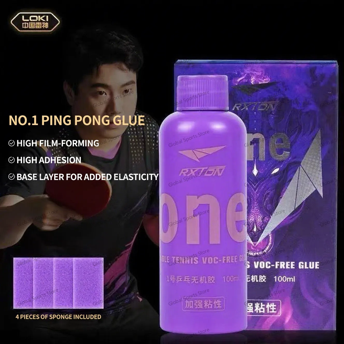 

LOKI RXTON One Клей для настольного тенниса 100 мл/260 мл Неорганическая высокая пленка с высокой адгезией для пинг-понга VOC-FREE Booster с губкой