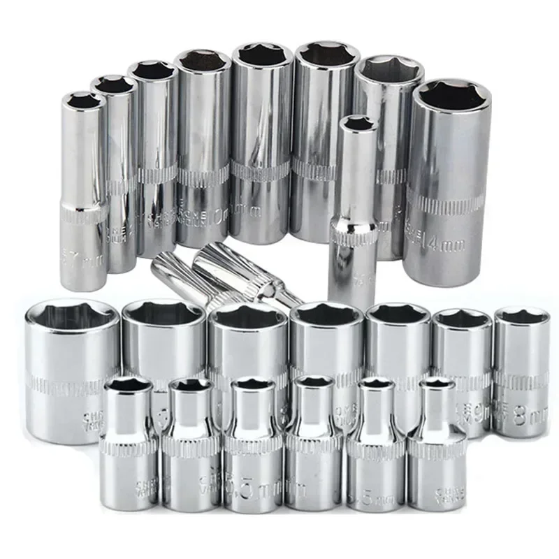 5/3/2/1pcs 1/4 Socket Wrench Head Sleeve Hexagon Socket Adapter Auto Repair Tool 4-14mm Sleeve Heads For Ratchet Wrench Spanner