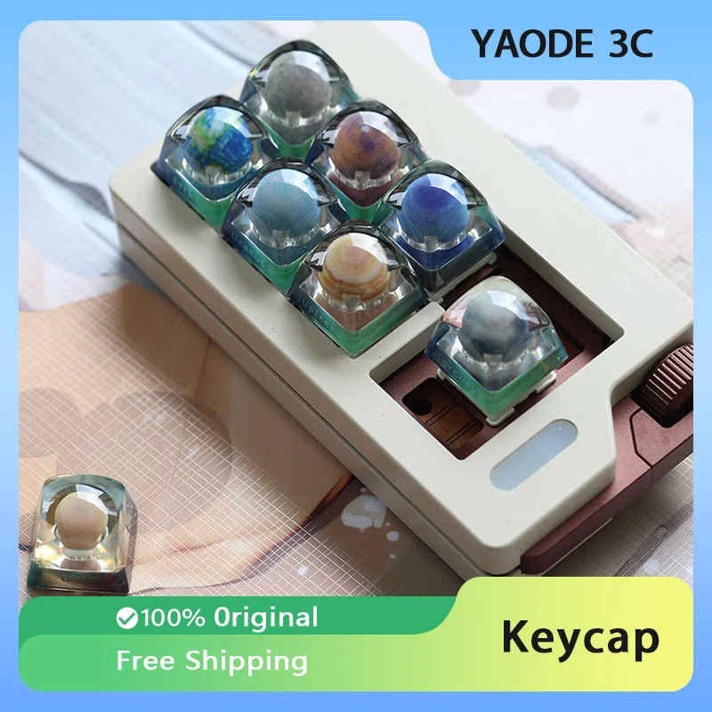 Keycap personalizado para teclado mecânico MX, oito planetas Keycap, resina 3D, personalizado, jogos, presente, acessórios