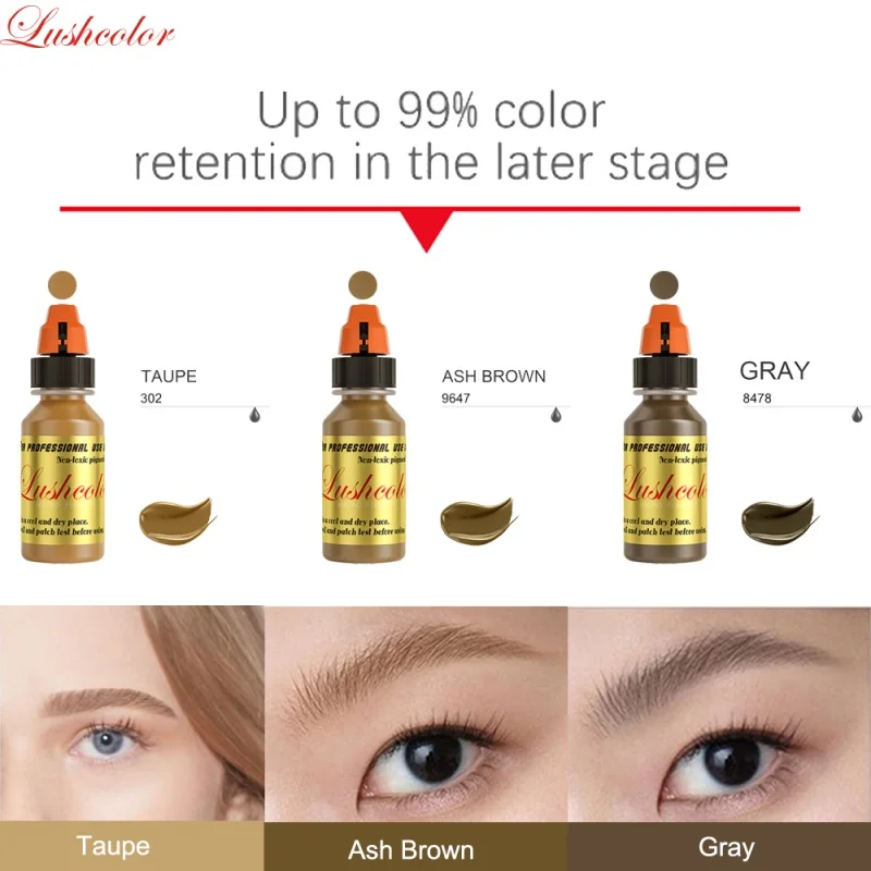 

Lushcolor Japanese Brow Pigment Set Taupe Ash Brown Gray Cool Natural Tones Tattoo Ink Permanent Makeup for Pro & Beginner Use