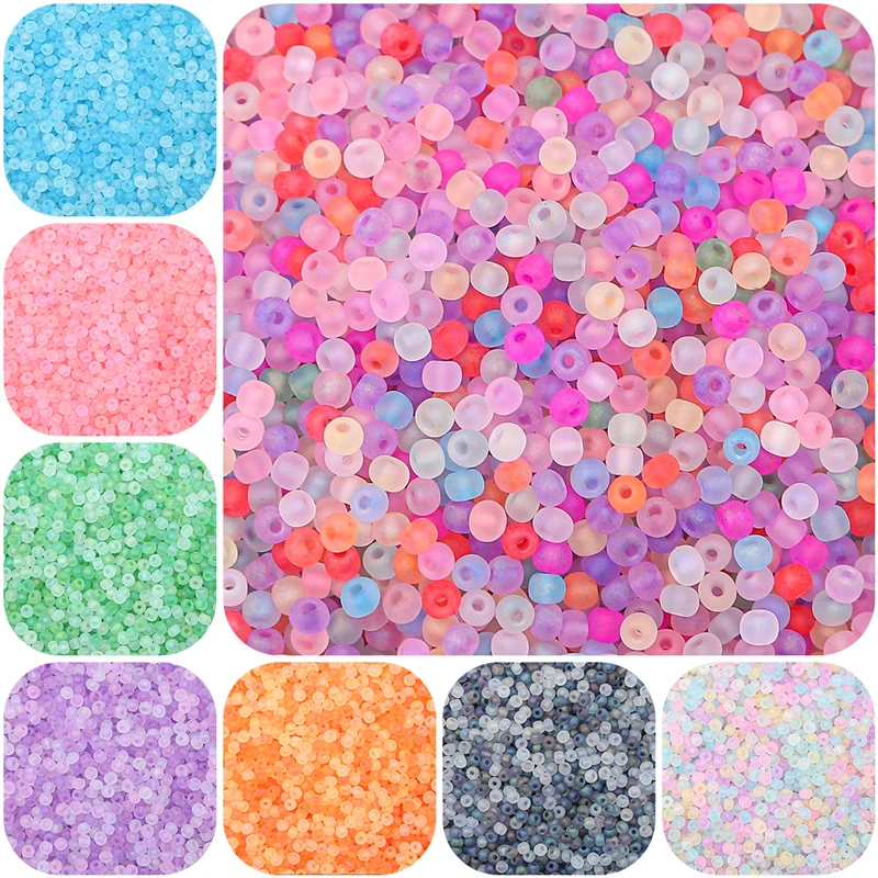 

Bulk glass beads High quality frosted micro colored glass rice beads Charms DIY jewelry creation beads Jewelry making materials