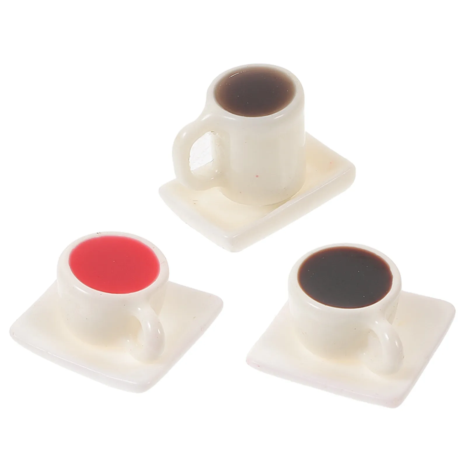 

3Sets Mini Coffee Cup Set Resin Decorative Mugs Mini House Props Photography Accessory Miniatures Decorative Coffee Mug