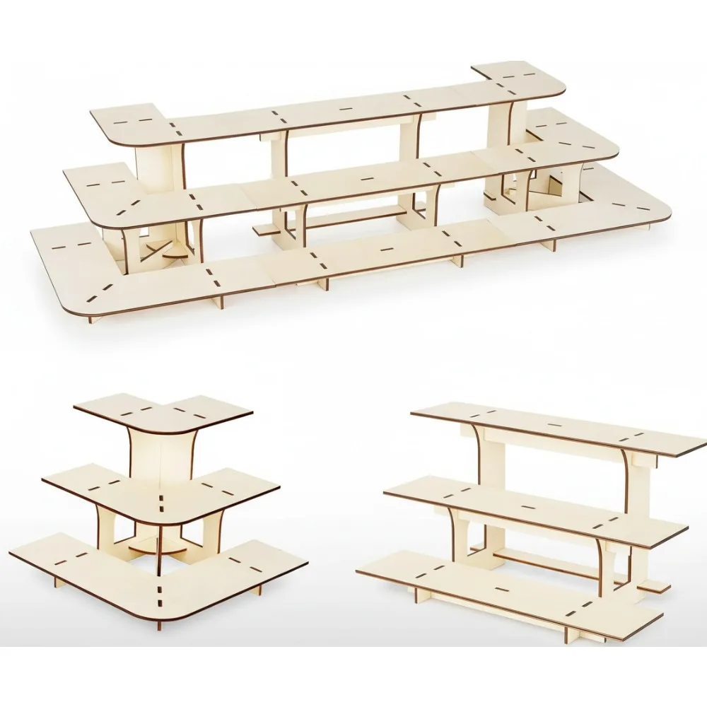 

3 Tier Wooden Display Rack Portable Shelf Stand for Retail Counter Craft Shows Market