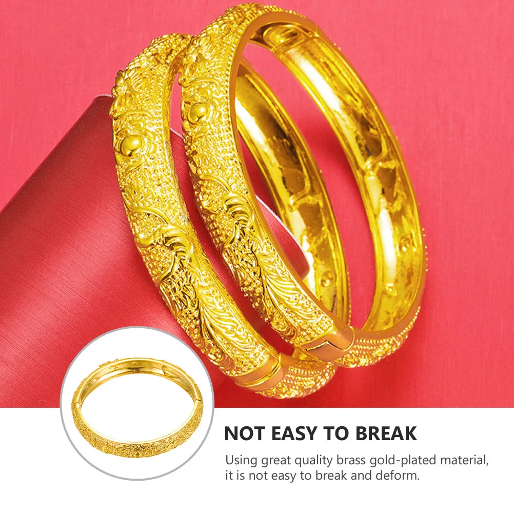 

1Pcs Ethnic Style Gold Plated Brass Bracelet Creative Durable Fashion Bangle Daily Wearing Accessory Gift
