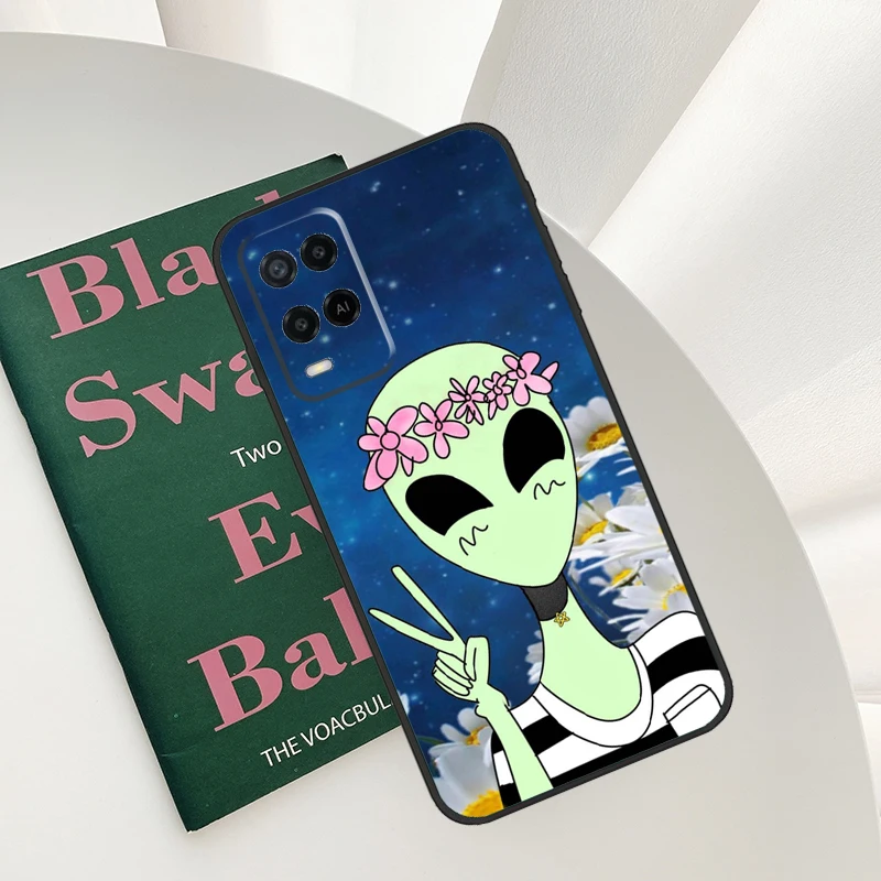 Estética alienígena espaço menina caso para oppo a15 a16 a17 a58 a78 a98 a5 a9 a91 a52 a72 a76 a96 a74 a94 a54 s a57 a77 capa