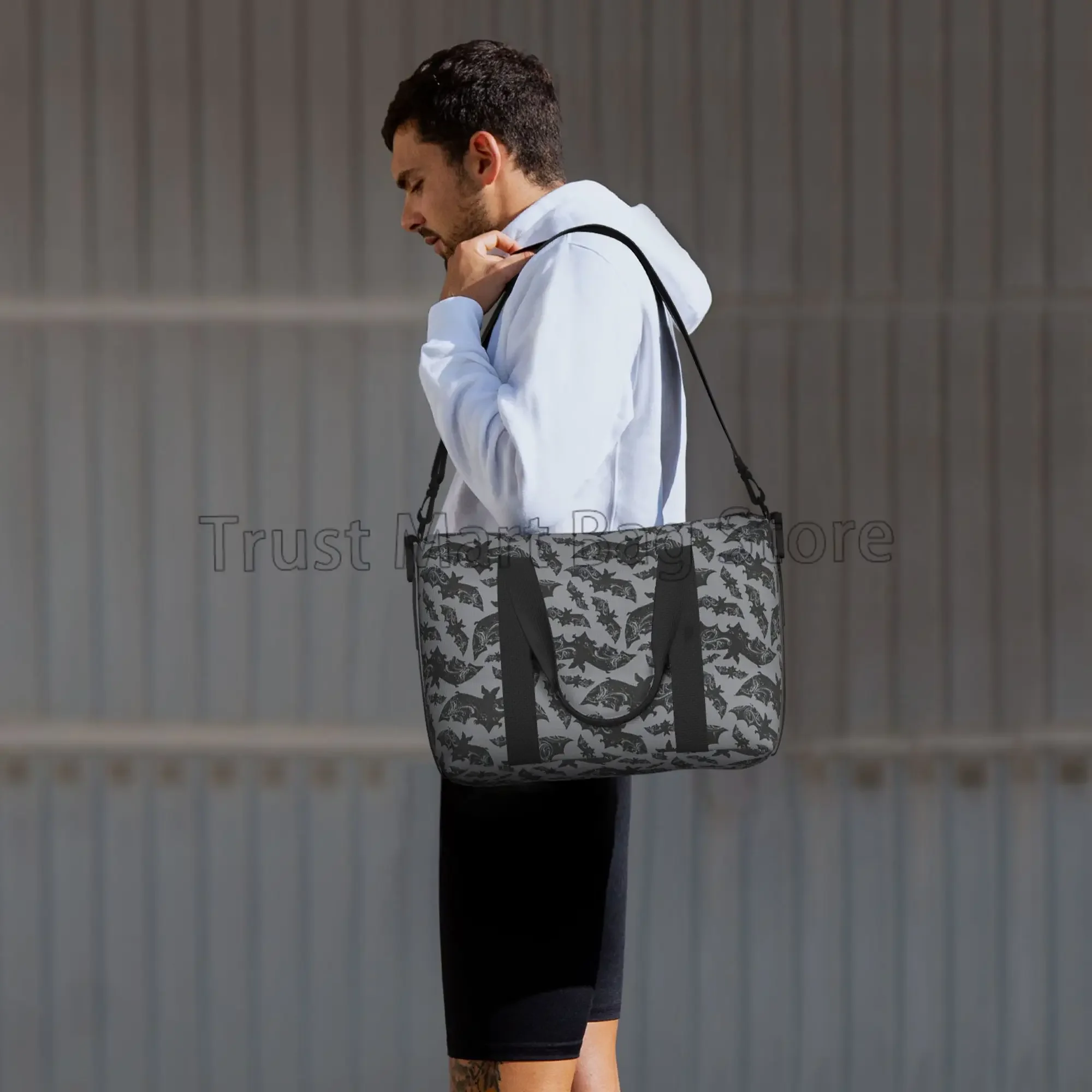 Bolsa de lona gótica con estampado de murciélagos de Halloween para hombres y mujeres, bolsas de viaje de animales voladores, bolsas de equipaje,