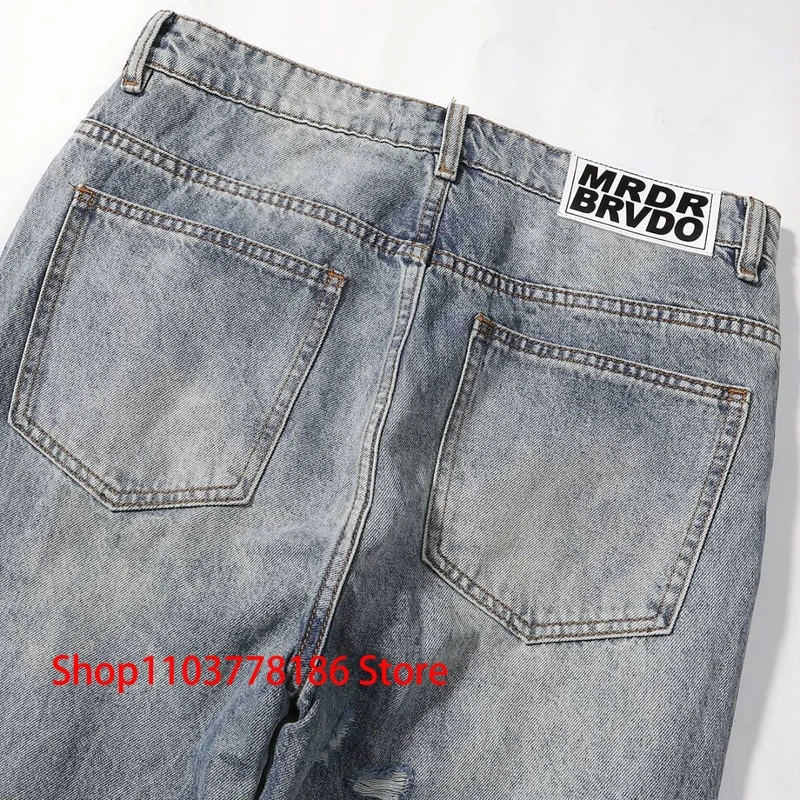 New WHO DECIDES WAR Jeans Personality Trend Hip-hop Multi-style Heavy Process Micro-flared Pants Who Decides War Denim Trousers images - 6