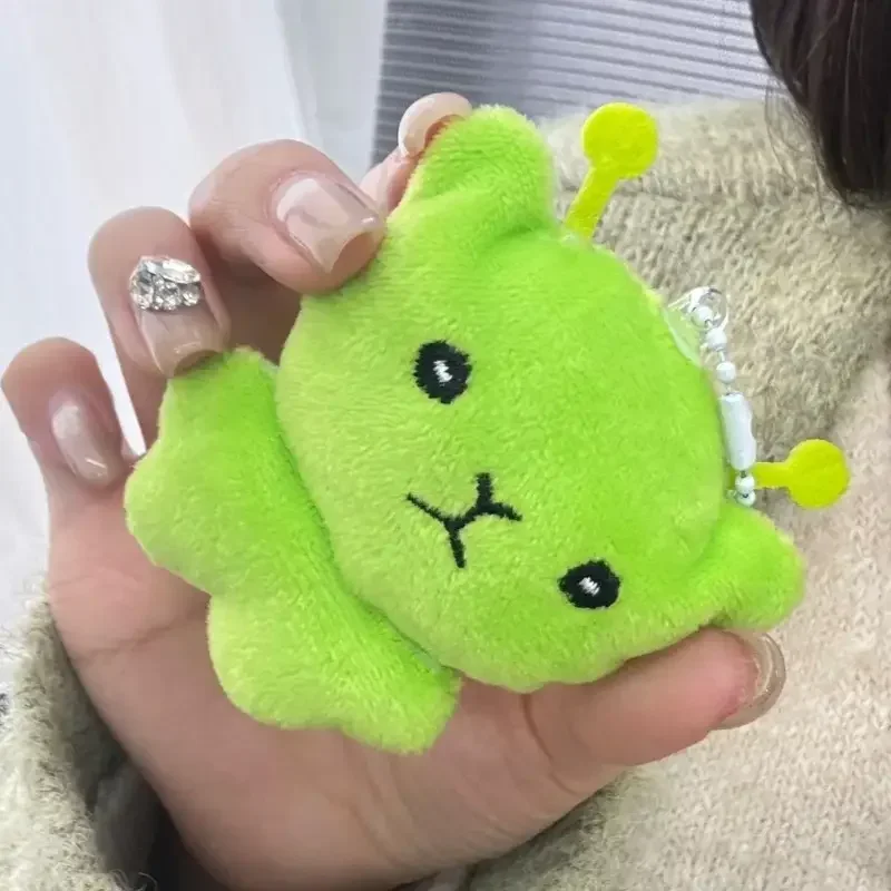 

Soft Stuffed Alien Cat Plush Toy Cute Cartoon Stuffed Animal Keychain Accessories Mini Green Cat Handmade Doll for Backpacks