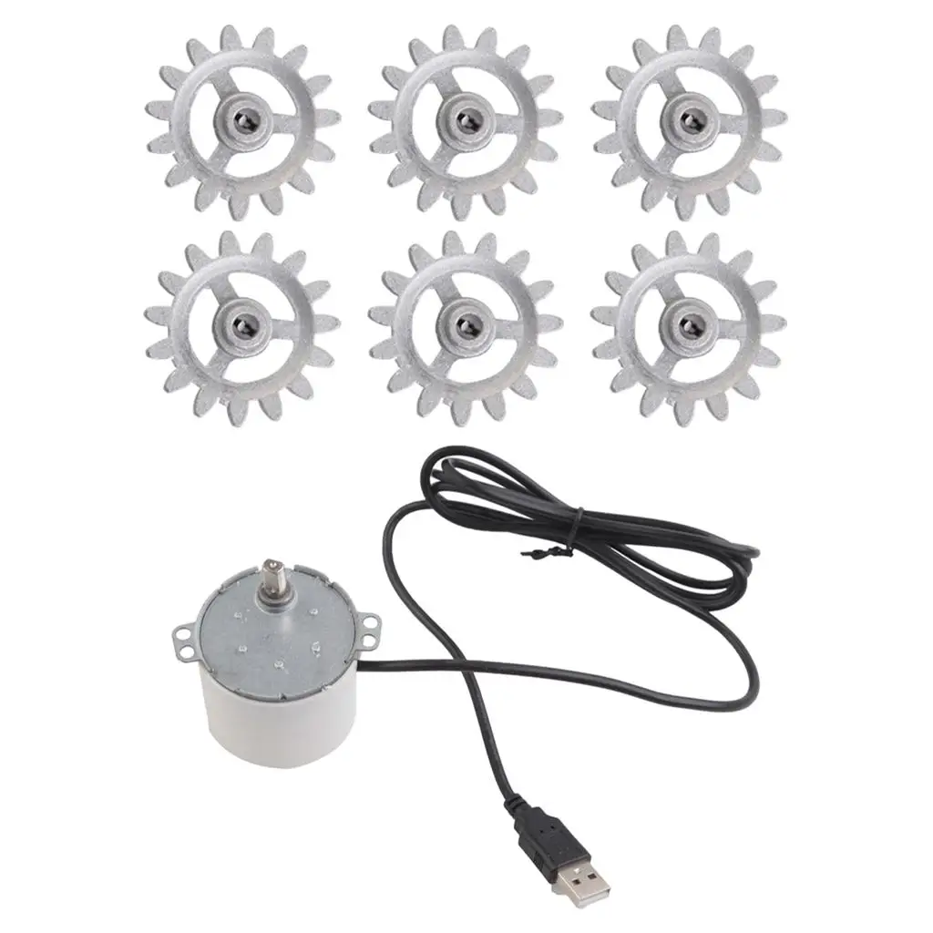 Barbecue Grill Accessories 5V Motor with USB Cable 6Pcs Gears Kit Easy to