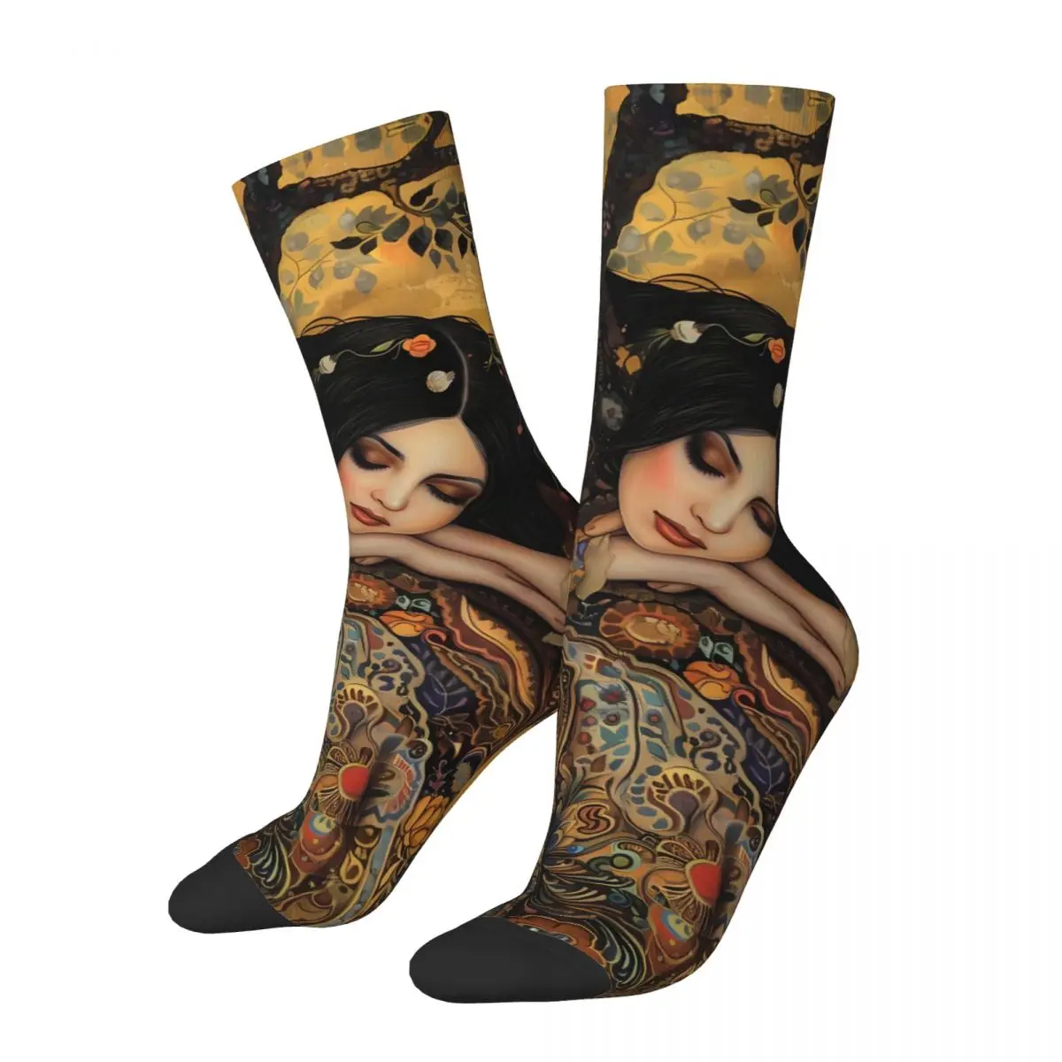 Gustav Klimt Painting Art Sock Printed Man Polyester