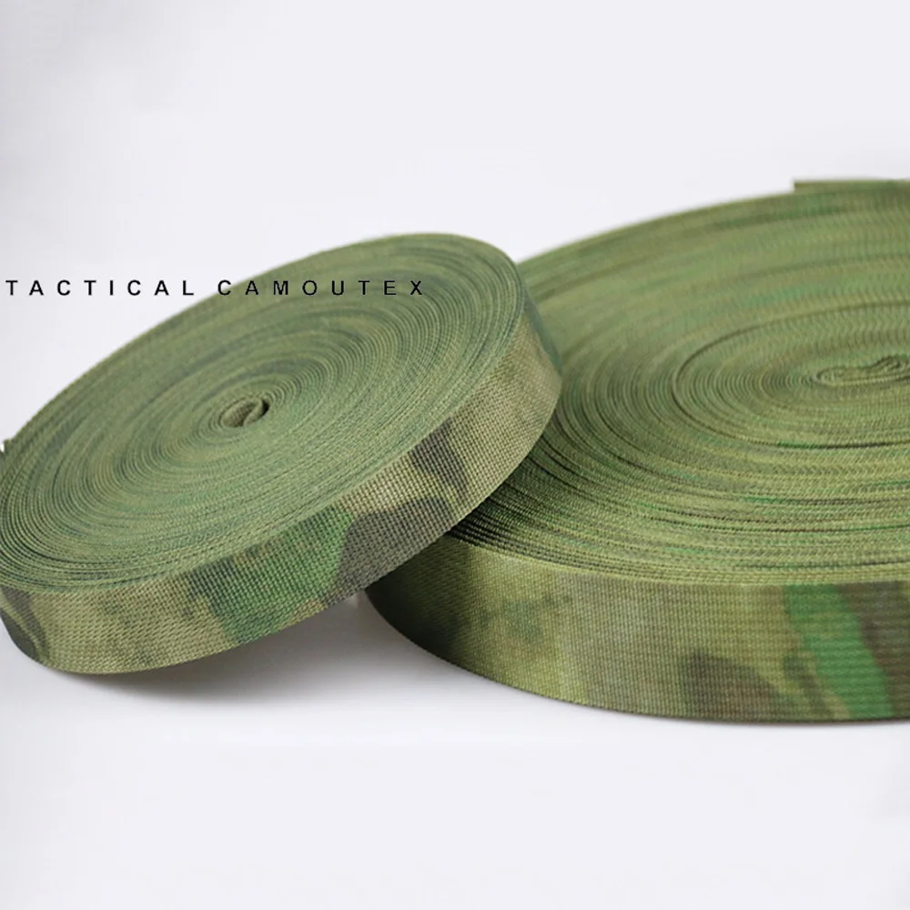 5 Meters Green Ruin Camouflage Polyester Webbing 25mm 38mm High Density Tactical Strap for MOLLE System Backpack Vest NA119