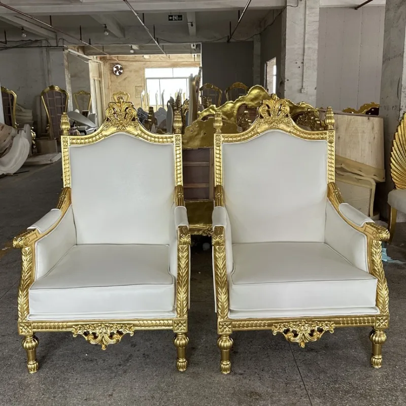 Customized European solid wood small apartment living room single sofa hotel lobby banquet chair gold carved sofa chair negotiat