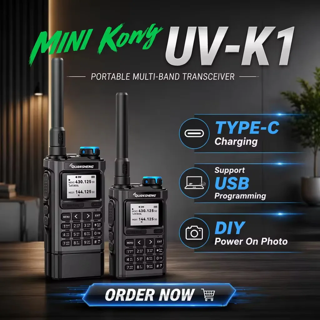 Quansheng UV-K1 Mini Kong Handheld Dual Band Two Way Radio AM FM Wireless Copy Emergency Alarm Type-C Ham Two Way Radio UV K1