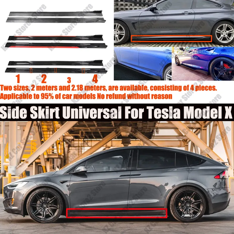 

FOR Tesla Model X 2M Car Side Skirt Extension Plate Lip Separator Bumper 2.18M Racing Side Spoiler Universal Car Side