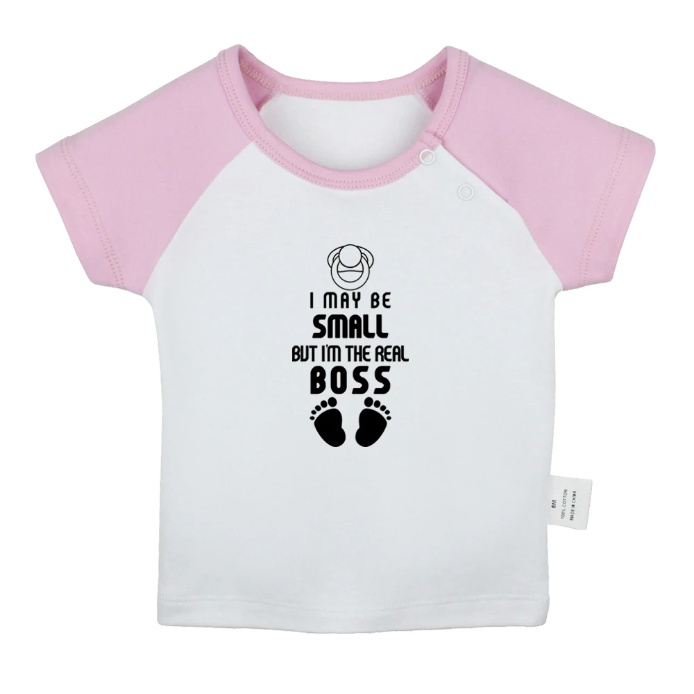 I May Be Small But I'm the Real Boss Baby T-shirts Cute Boys Girls Tees Infant Short Sleeves T shirt Newborn Clothes Kids Tops