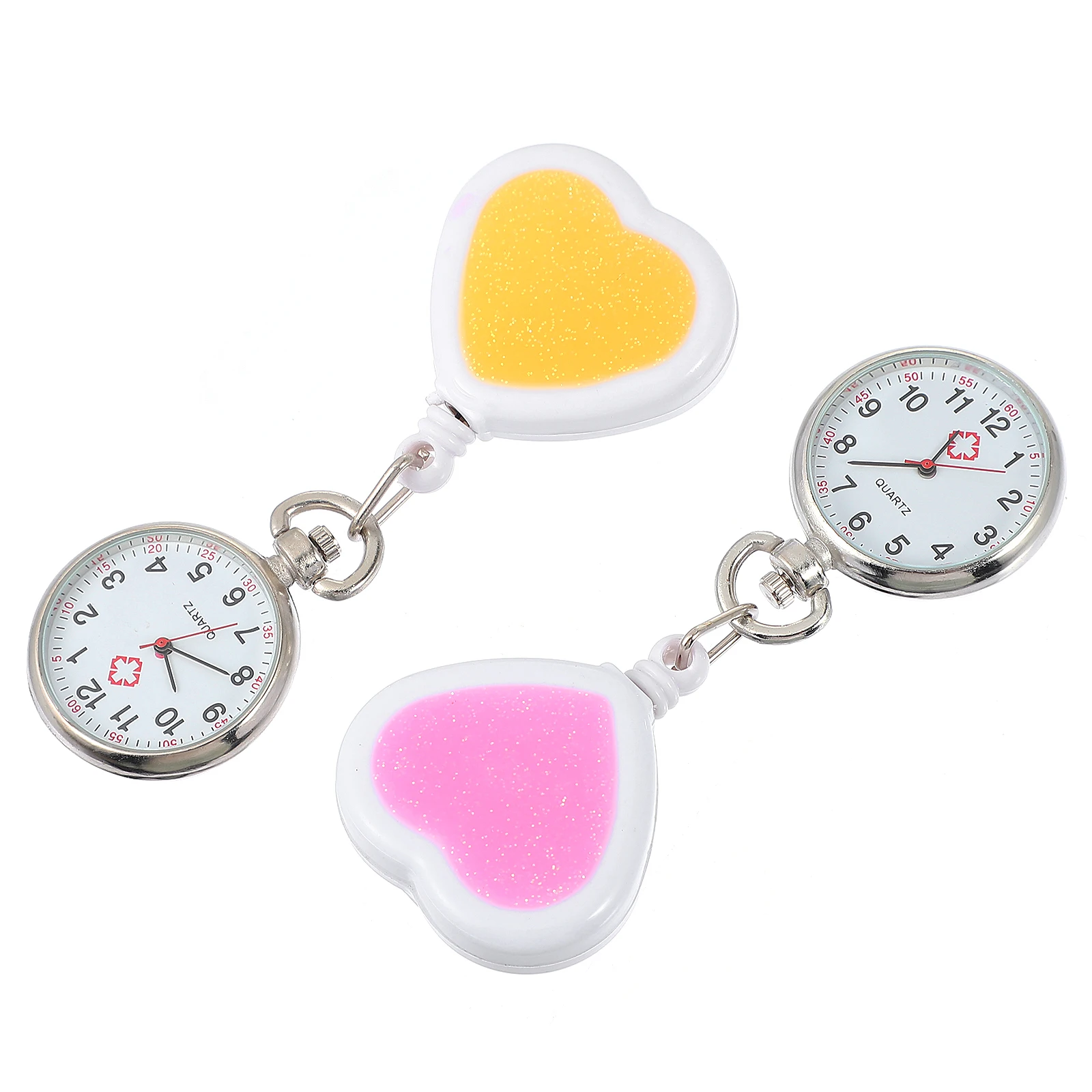 

2 Pcs Quartz Watches Nurse Pocket Heart Fob Nurse’s Alloy for Men Student Retractable