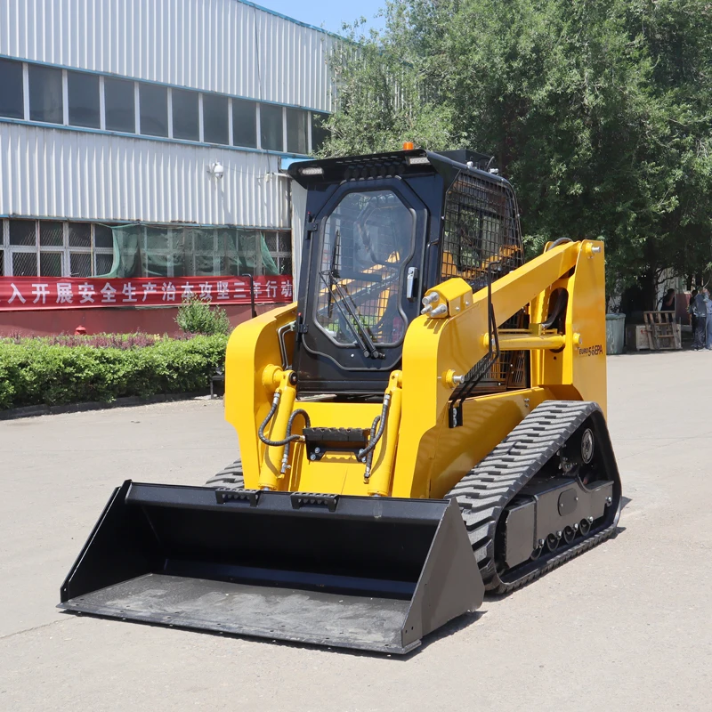 

Mini Track Skid Steer Loader Diesel Powered With 4 Functions Bucket And Forks For Farm Estate And Uneven Terrain Work