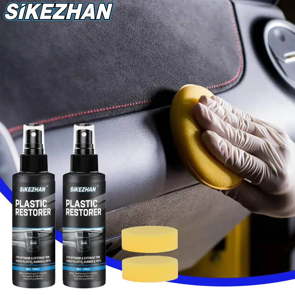 Car Plastic & Trim Restorer Kit - Renews Faded Bumpers & Surfaces, Long-Lasting UV Protection, Includes Free Sponge Applicator