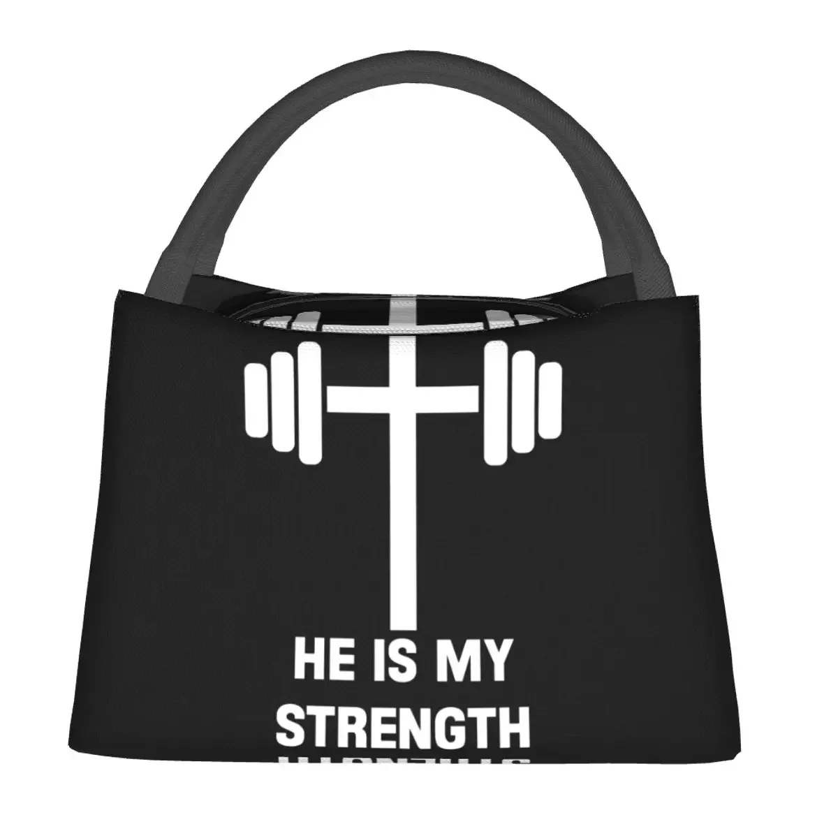 Gym Working Out Lunch Bag for Christian God Strength Catholic Gym Motivational Thermal Cooler Picnic Religious Oxford Lunch Box